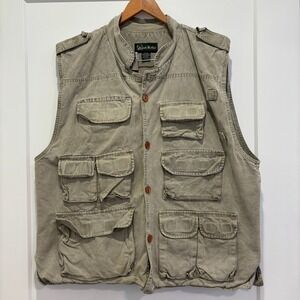 Gander Mountain XL Utility Vest Khaki Tan Multi Pocket Outdoor Fishing Hiking
